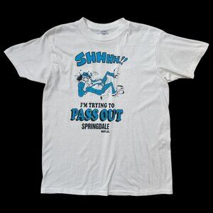 80s Vintage "Shhh!! I'm trying to pass out" t-shirt funny joke cartoon comic